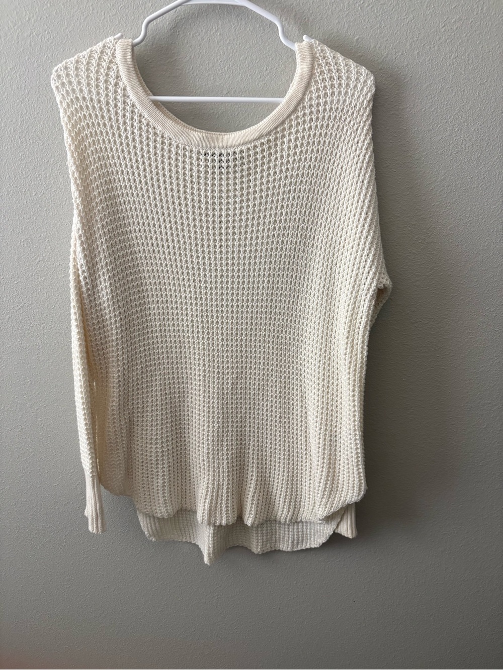 American Eagle Outfitters Cream Open-Weave Crewneck Sweater